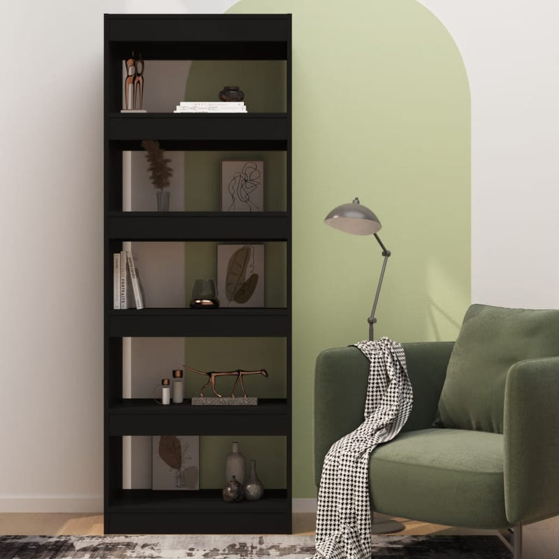 vidaXL Book Cabinet/Room Divider Black 60x30x166 cm Engineered Wood