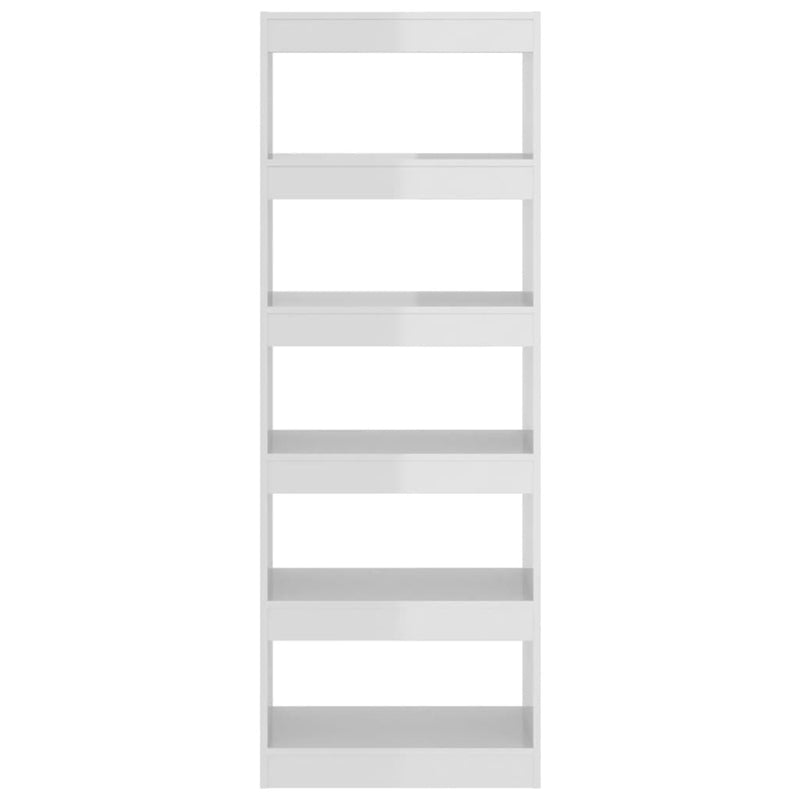 vidaXL Book Cabinet/Room Divider High Gloss White 60x30x166 cm Engineered Wood
