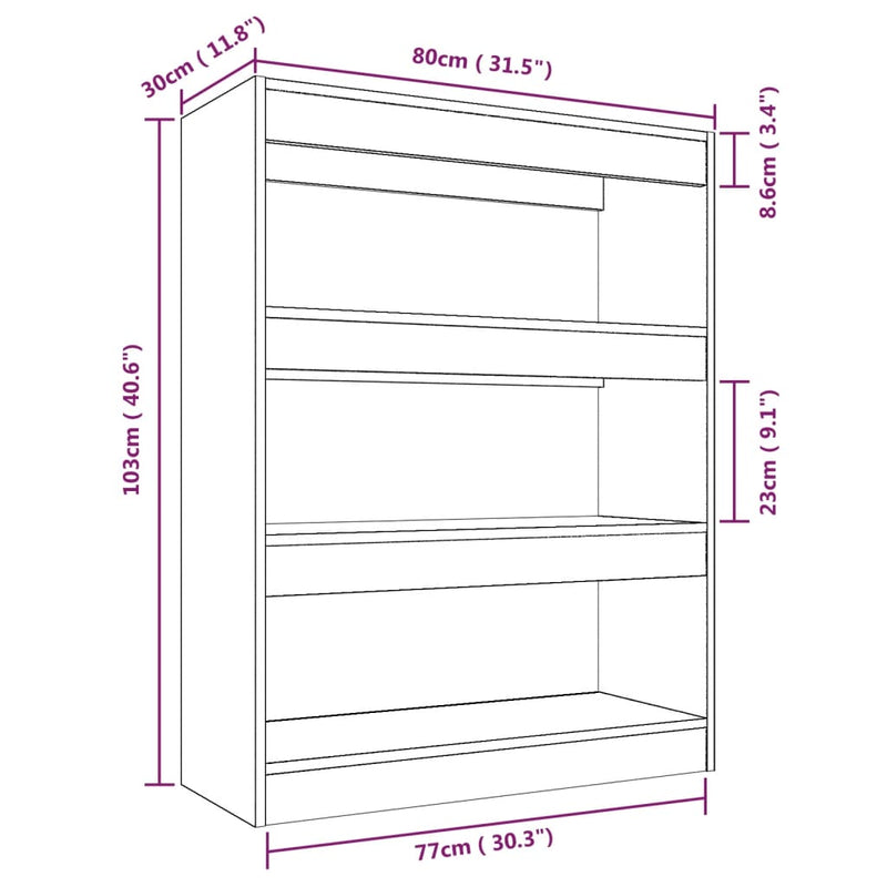 vidaXL Book Cabinet/Room Divider White 80x30x103 cm Engineered wood