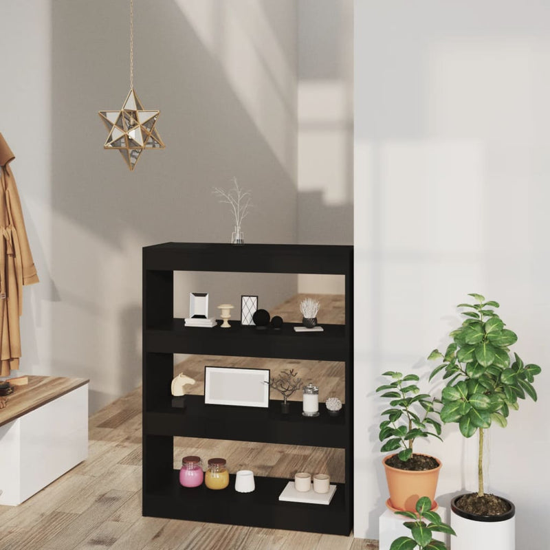 vidaXL Book Cabinet/Room Divider Black 80x30x103 cm Engineered wood