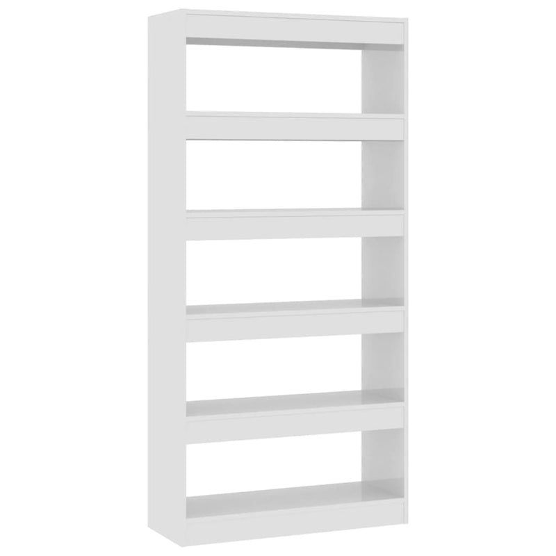 vidaXL Book Cabinet/Room Divider High Gloss White 80x30x166 cm Engineered Wood