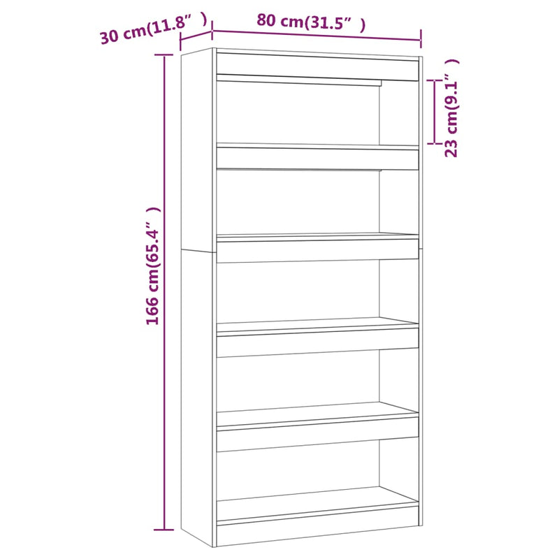 vidaXL Book Cabinet/Room Divider High Gloss White 80x30x166 cm Engineered Wood
