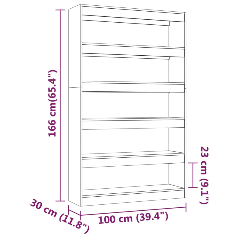 vidaXL Book Cabinet/Room Divider White 100x30x166 cm
