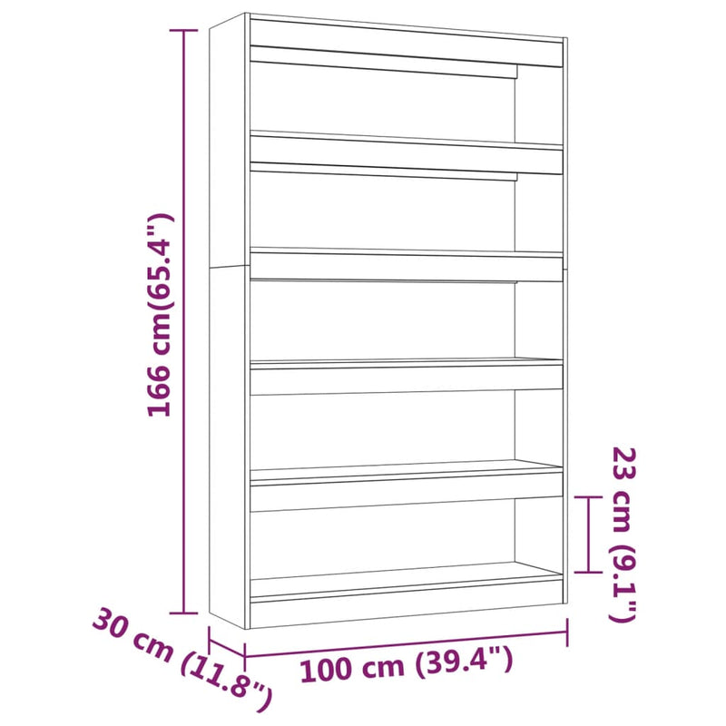 vidaXL Book Cabinet/Room Divider Concrete Grey 100x30x166 cm