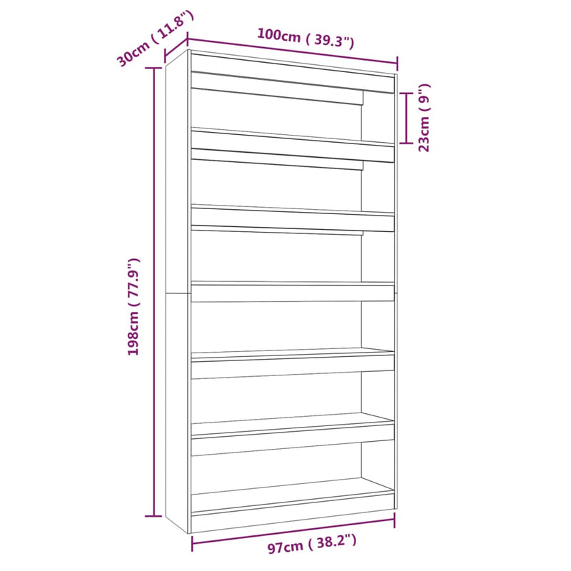 vidaXL Book Cabinet/Room Divider High Gloss White 100x30x198 cm Engineered wood