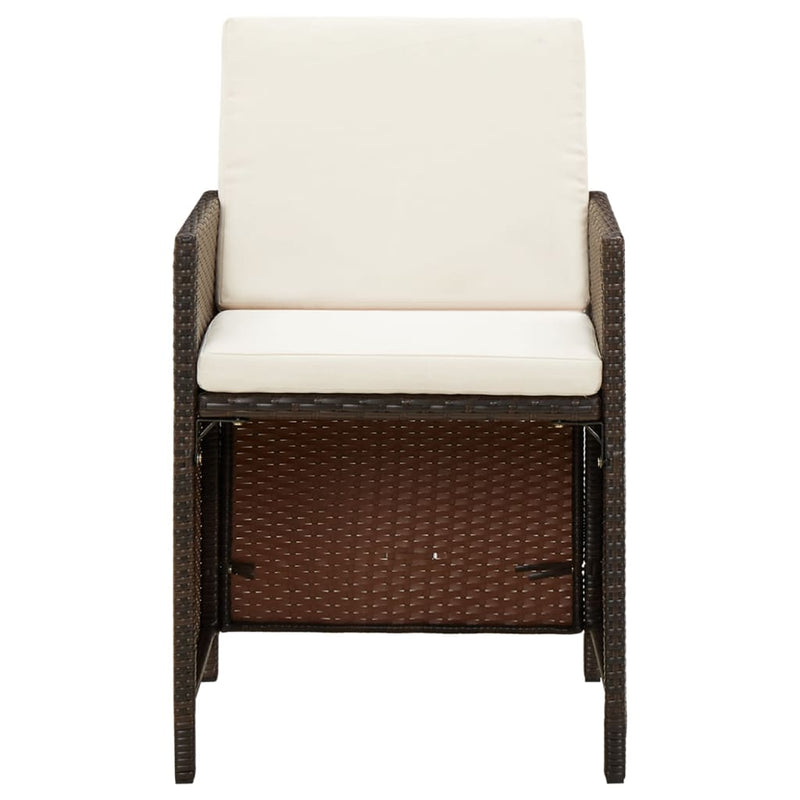 vidaXL 5 Piece Garden Dining Set with Cushions Poly Rattan Brown