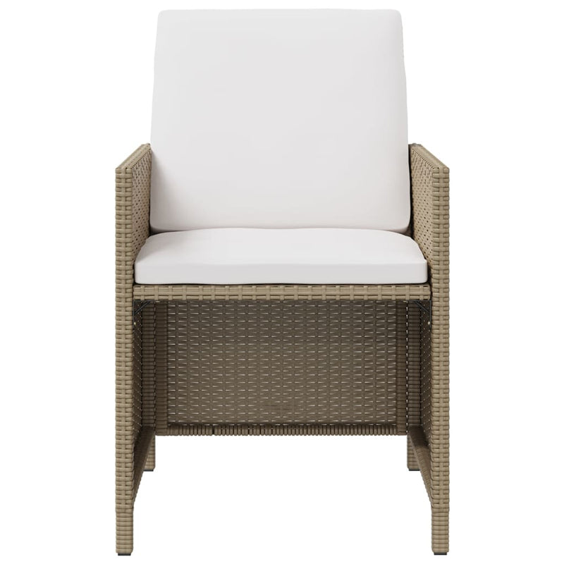 vidaXL 5 Piece Garden Dining Set with Cushions Poly Rattan Beige