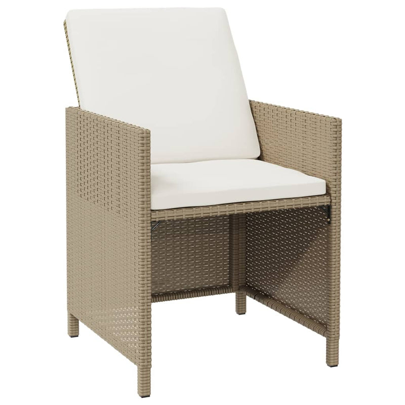 vidaXL 9 Piece Garden Dining Set with Cushions Poly Rattan Beige