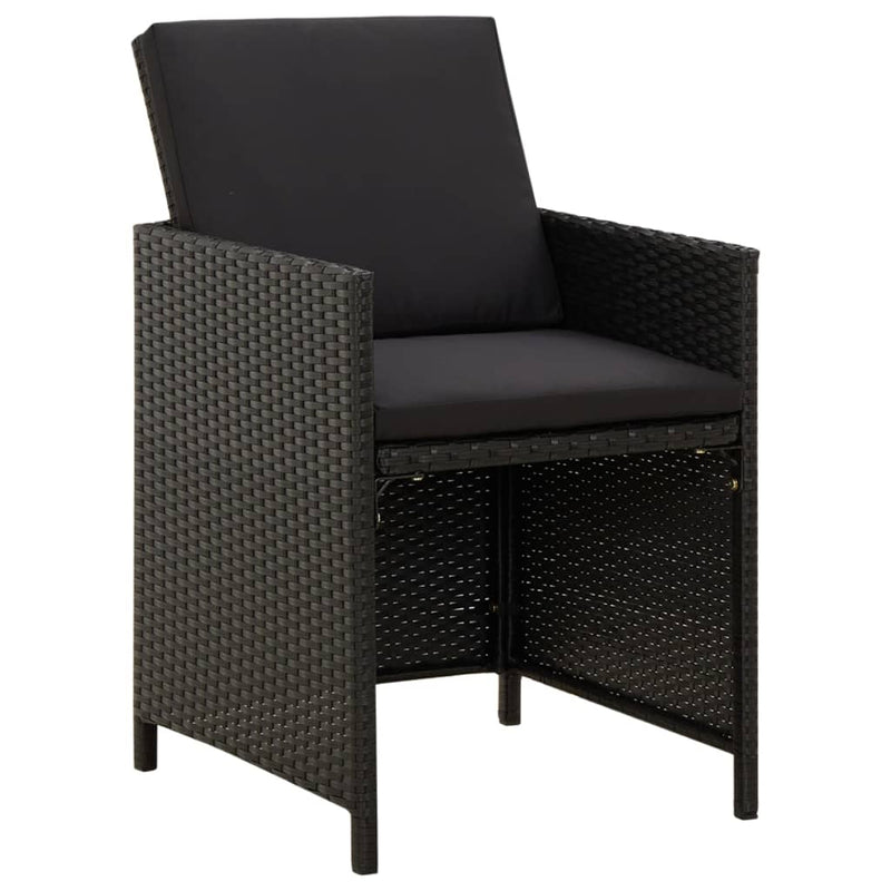 vidaXL 5 Piece Garden Dining Set with Cushions Poly Rattan Black