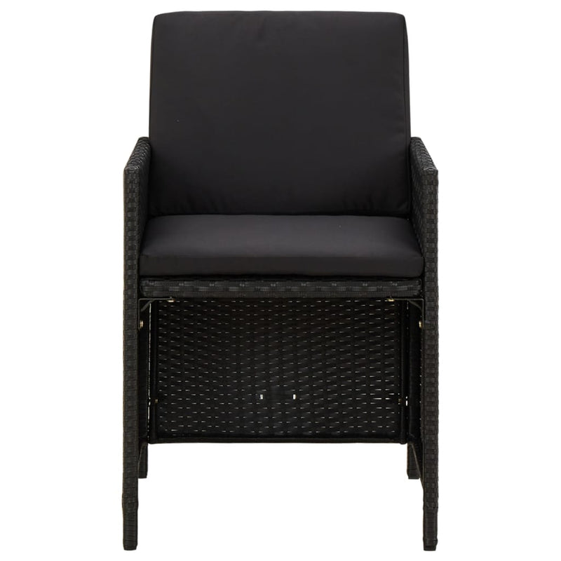 vidaXL 9 Piece Garden Dining Set with Cushions Poly Rattan Black