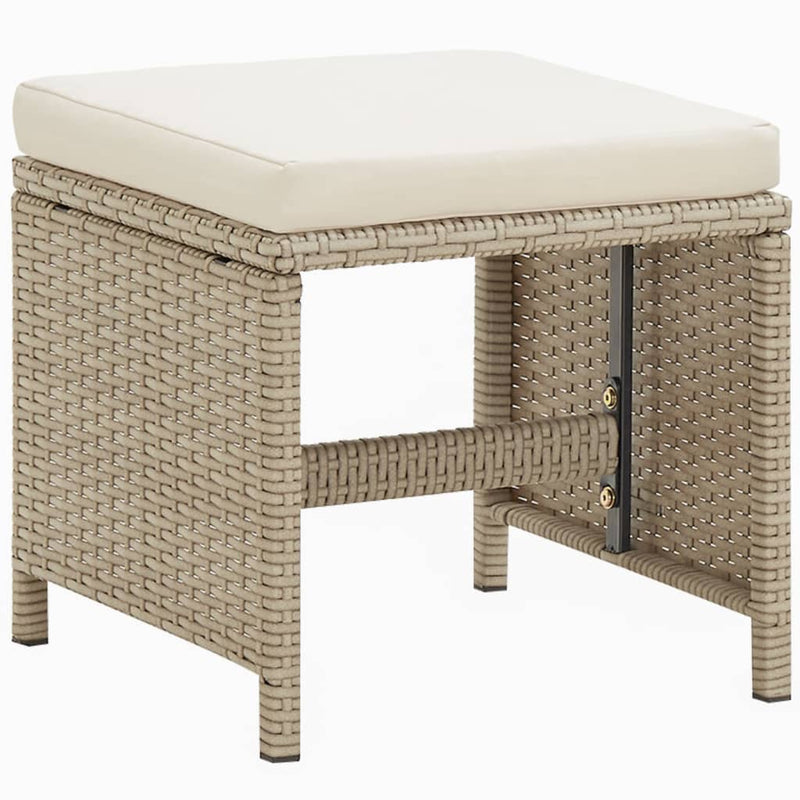 9 Piece Garden Dining Set with Cushions Poly Rattan Beige