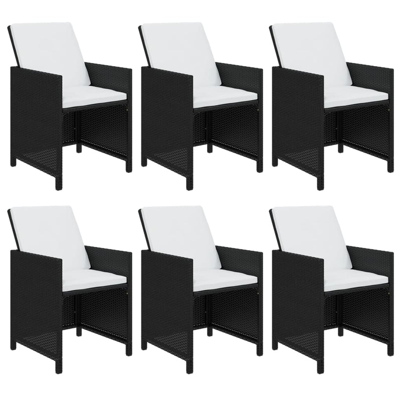 vidaXL 7 Piece Garden Dining Set with Cushions Poly Rattan Black