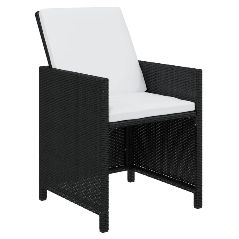 vidaXL 7 Piece Garden Dining Set with Cushions Poly Rattan Black