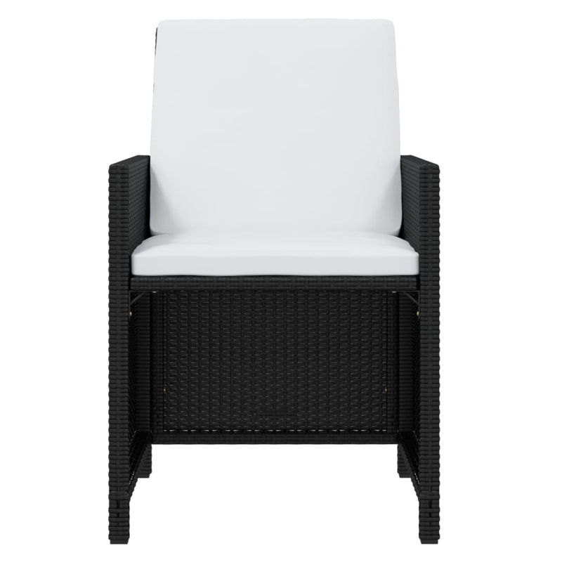 vidaXL 7 Piece Garden Dining Set with Cushions Poly Rattan Black
