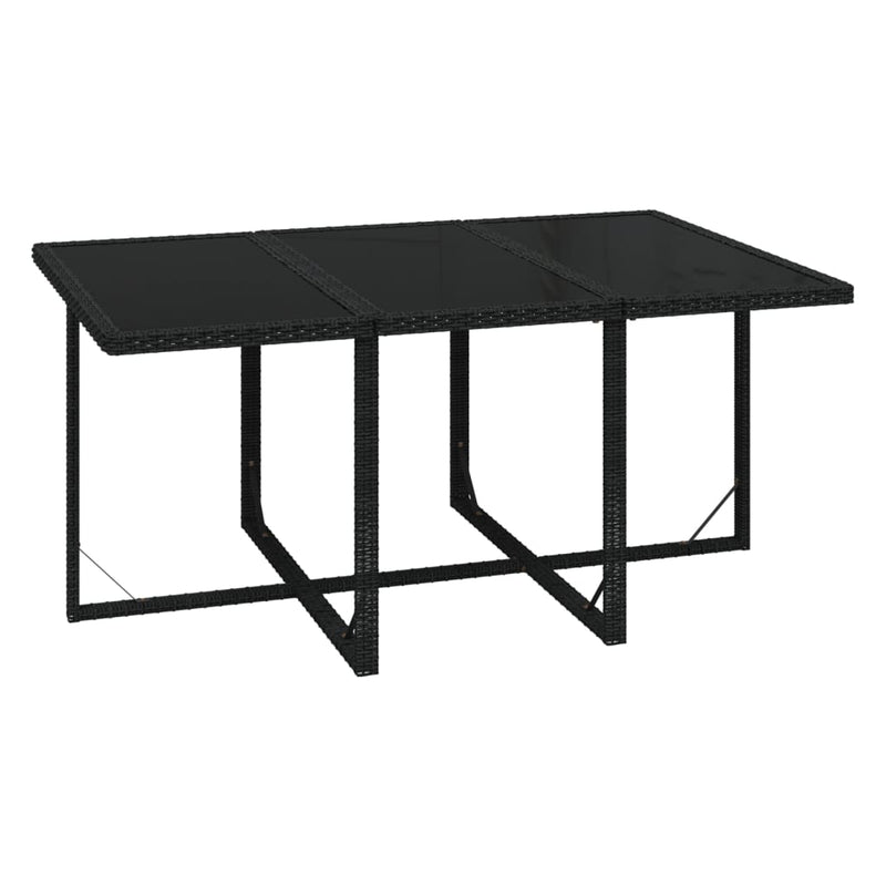 vidaXL 7 Piece Garden Dining Set with Cushions Poly Rattan Black