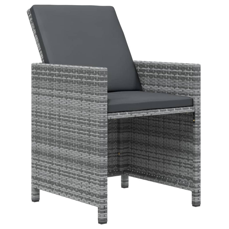 vidaXL 7 Piece Garden Dining Set with Cushions Poly Rattan Grey