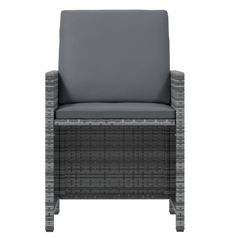 vidaXL 7 Piece Garden Dining Set with Cushions Poly Rattan Grey