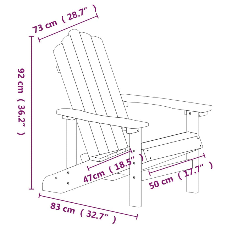 vidaXL Garden Adirondack Chair with Table HDPE Brown