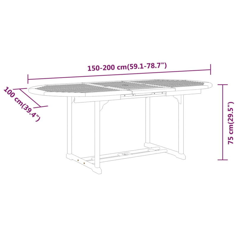 vidaXL Garden Table 200x100x75 cm Solid Wood Eucalyptus
