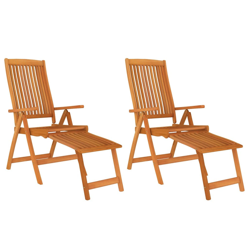 vidaXL Folding Garden Chairs with Footrests 2 pcs Solid Wood Eucalyptus