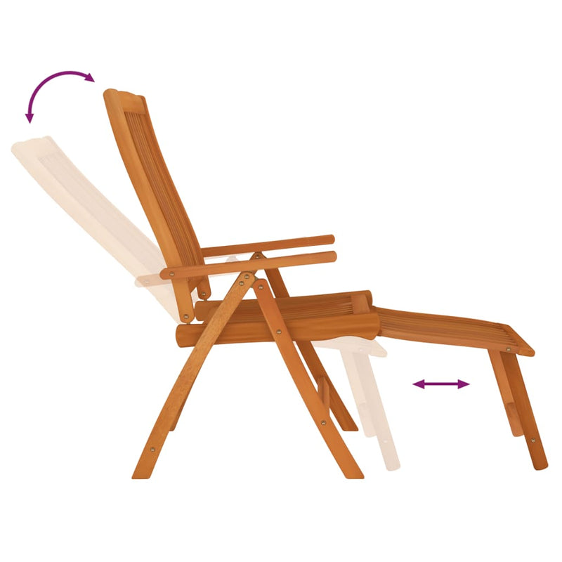 vidaXL Folding Garden Chairs with Footrests 2 pcs Solid Wood Eucalyptus