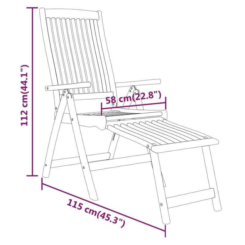 vidaXL Folding Garden Chairs with Footrests 2 pcs Solid Wood Eucalyptus