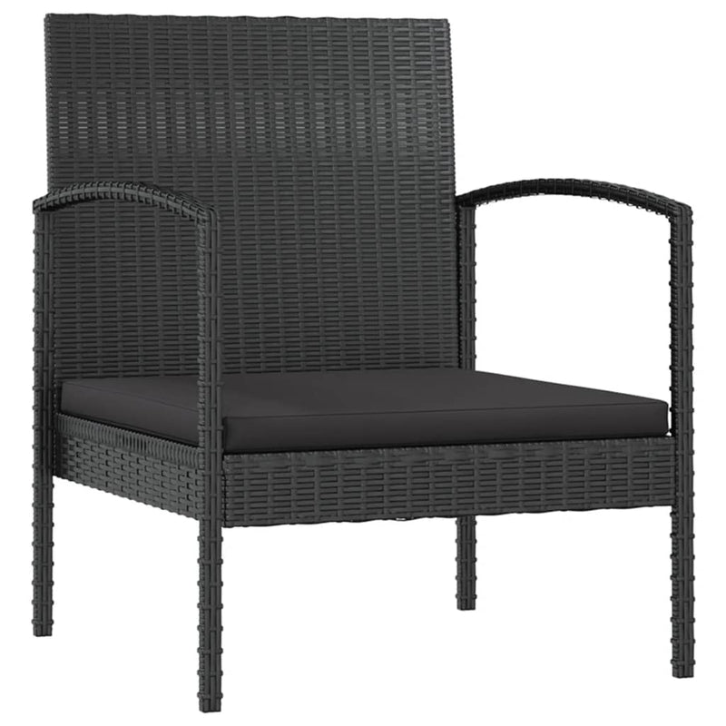 vidaXL 8 Piece Garden Lounge Set with Cushions Poly Rattan Black