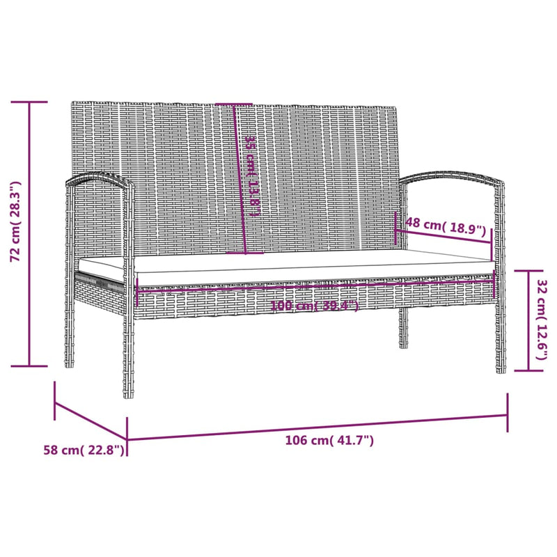 vidaXL 8 Piece Garden Lounge Set with Cushions Poly Rattan Black