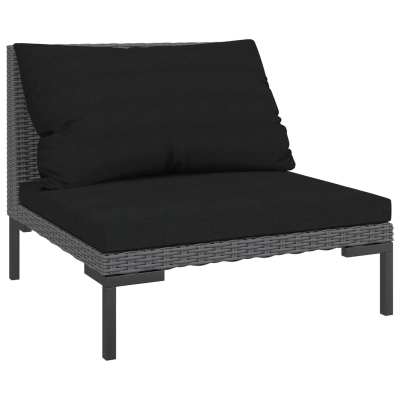 vidaXL Garden Sofa with Cushions Half Round Poly Rattan