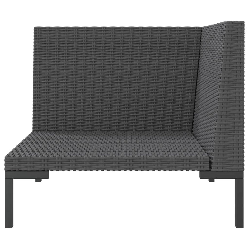 vidaXL Garden Sofa with Cushions Half Round Poly Rattan