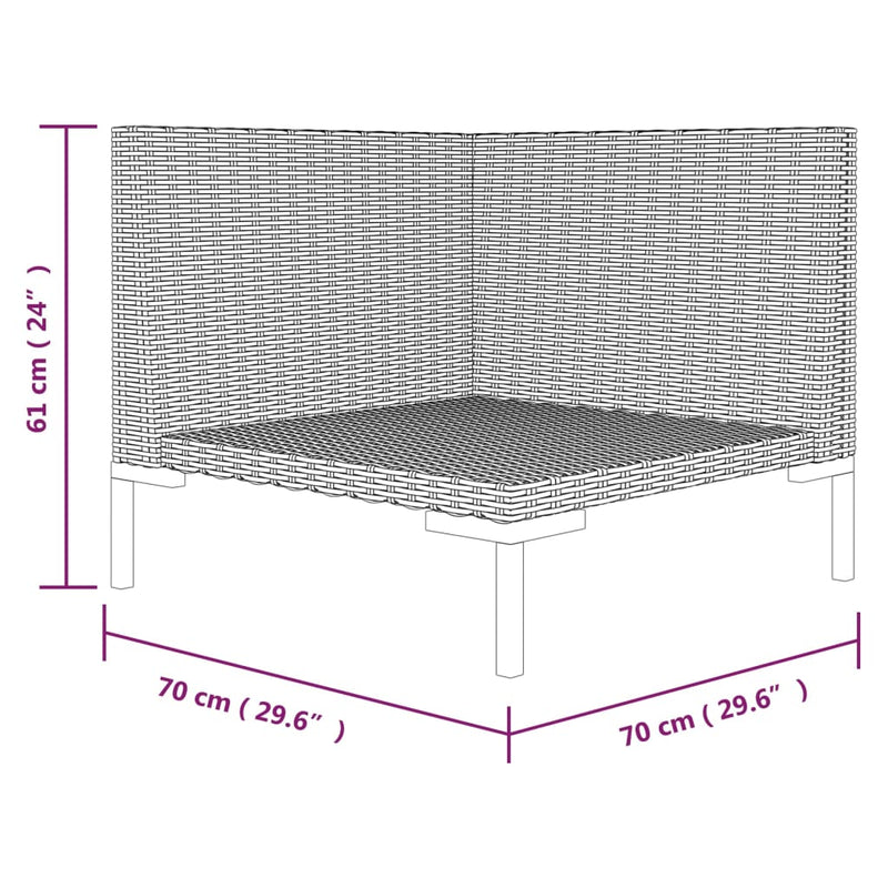vidaXL Garden Sofa with Cushions Half Round Poly Rattan