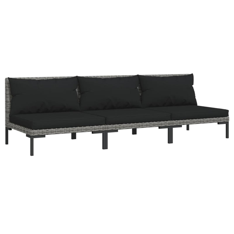 vidaXL Garden Sofas 3pcs with Cushions Half Round Poly Rattan