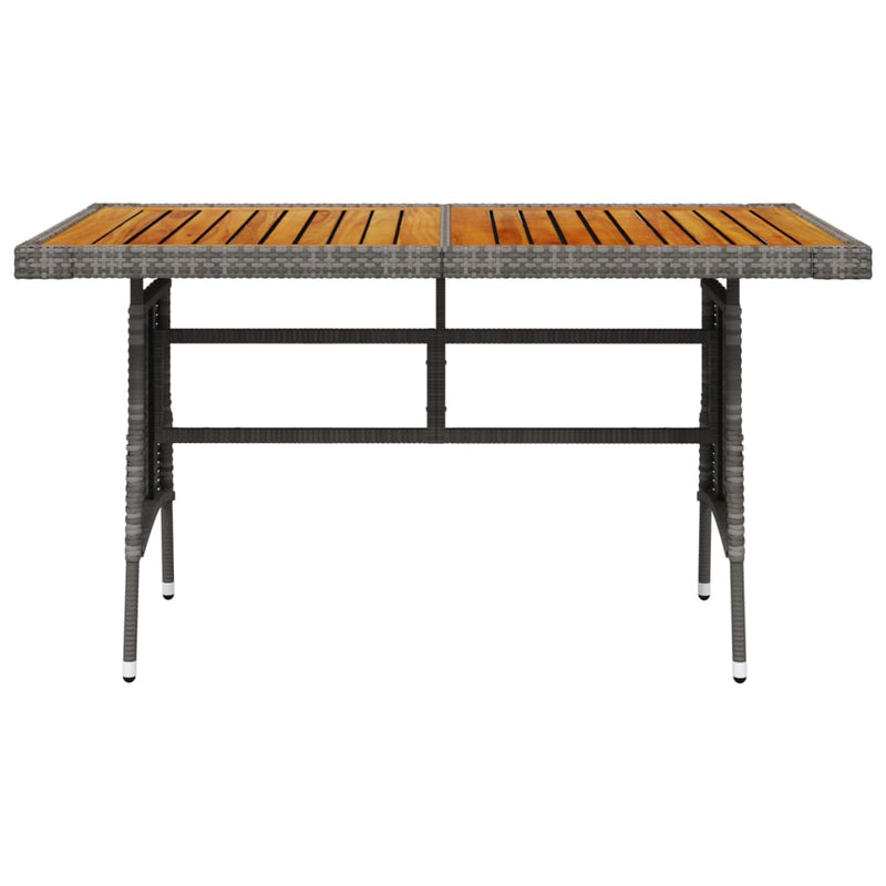 vidaXL Garden Table Grey 130x70x72 cm Poly Rattan & Solid Acacia Wood