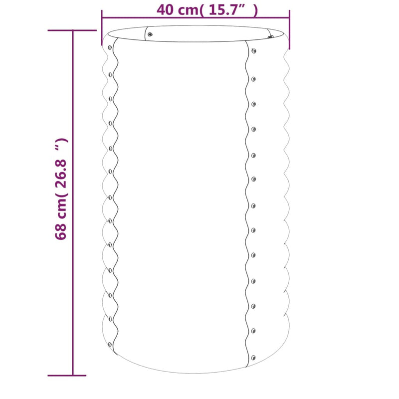 vidaXL Garden Planter Galvanised Steel 40x40x68 cm Grey