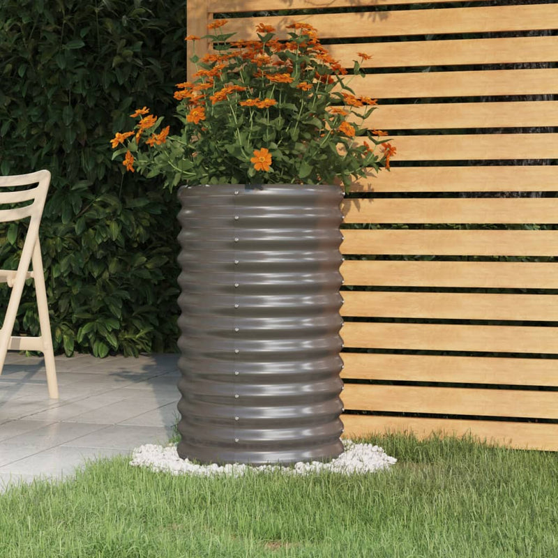 vidaXL Garden Planter Galvanised Steel 40x40x68 cm Grey
