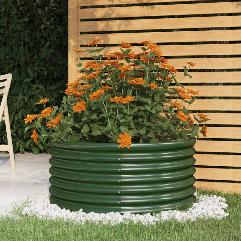vidaXL Garden Planter Galvanised Steel 80x80x36 cm Green