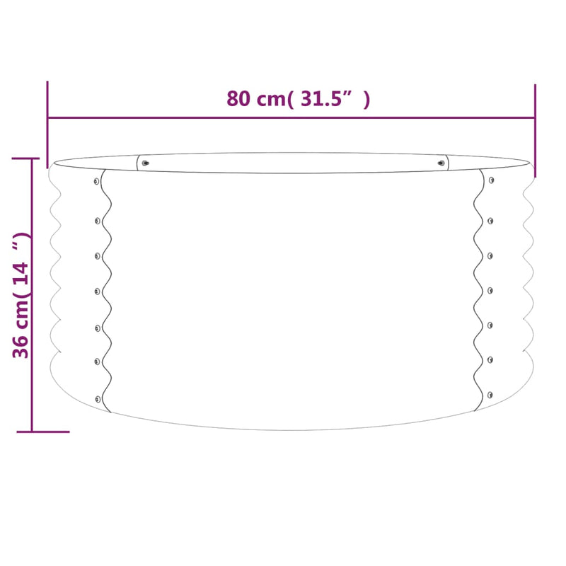 vidaXL Garden Planter Galvanised Steel 80x80x36 cm Anthracite