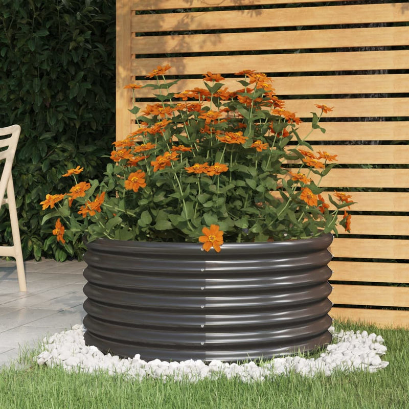 vidaXL Garden Planter Galvanised Steel 80x80x36 cm Anthracite