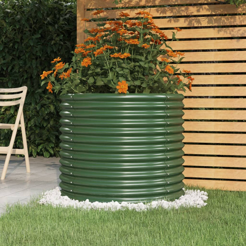vidaXL Garden Planter Galvanised Steel 80x80x68 cm Green