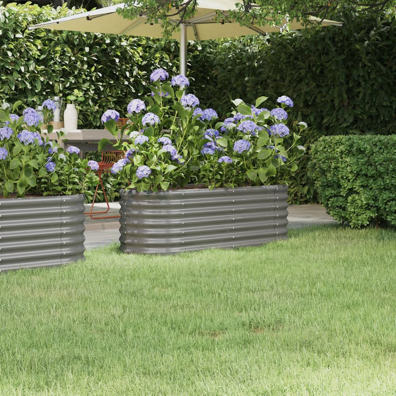 vidaXL Garden Raised Bed Galvanised Steel 114x40x36 cm Grey