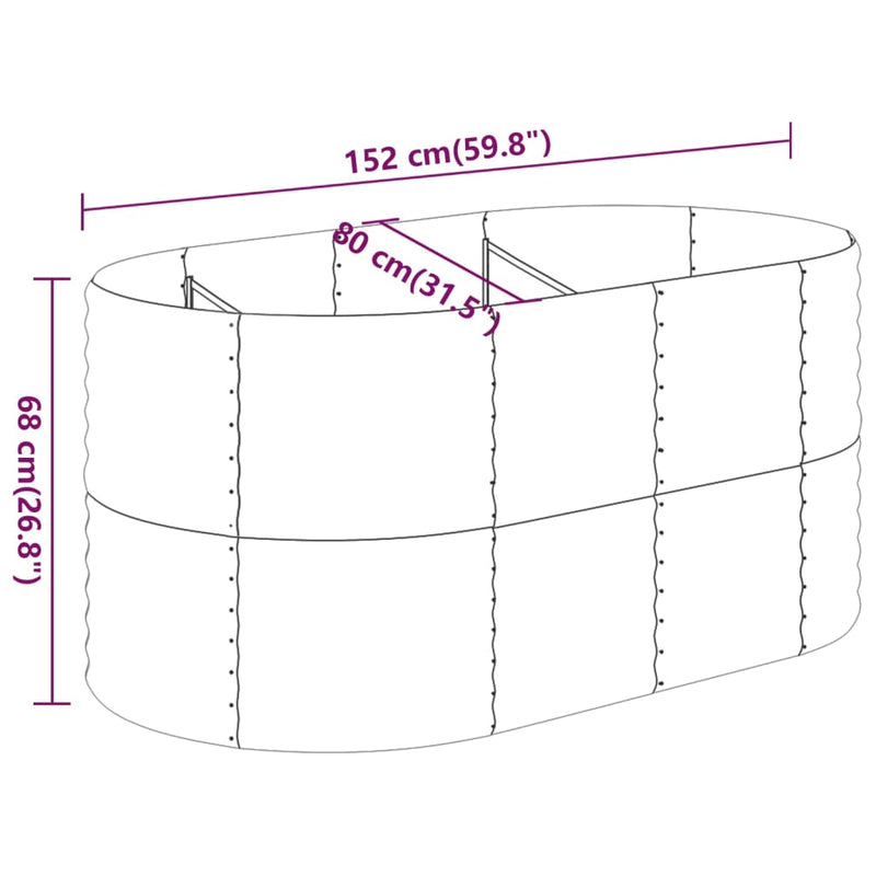 vidaXL Garden Raised Bed Galvanised Steel 152x80x68 cm Grey