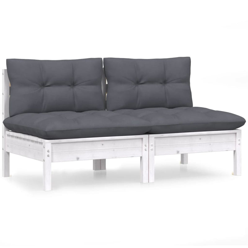 vidaXL 2-Seater Garden Sofa with Anthracite Cushions Solid Wood Pine