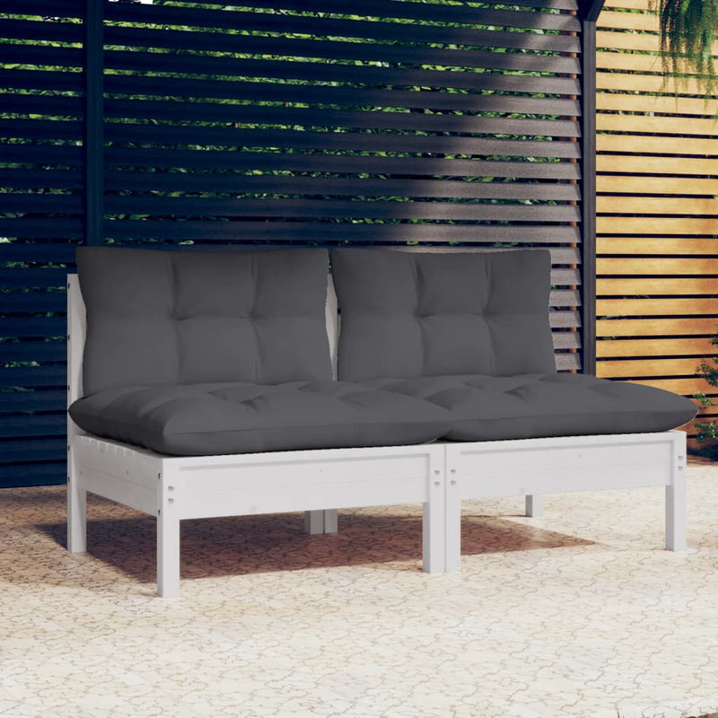 vidaXL 2-Seater Garden Sofa with Anthracite Cushions Solid Wood Pine
