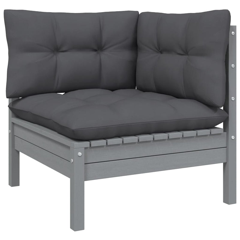 vidaXL 2-Seater Garden Sofa with Anthracite Cushions Solid Wood Pine