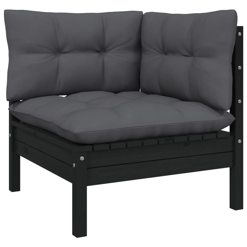 vidaXL 2-Seater Garden Sofa with Anthracite Cushions Solid Wood Pine
