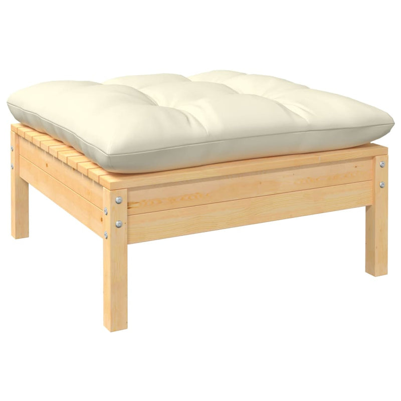 vidaXL 3 Piece Garden Lounge Set with Cream Cushions Pinewood