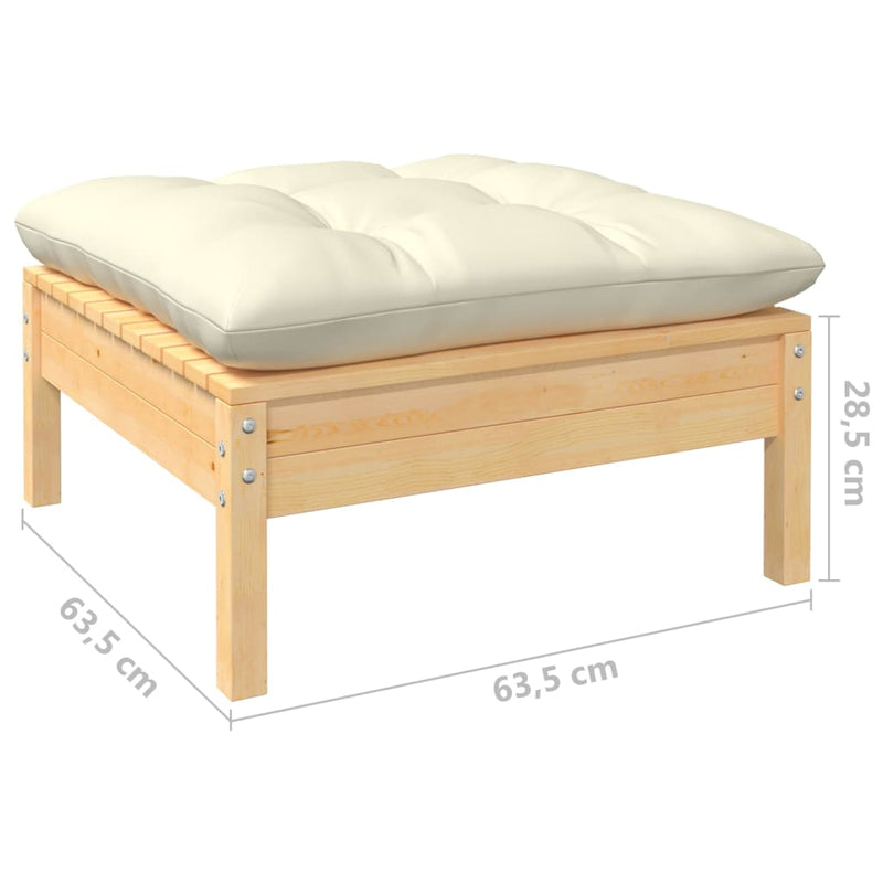 vidaXL 3 Piece Garden Lounge Set with Cream Cushions Pinewood