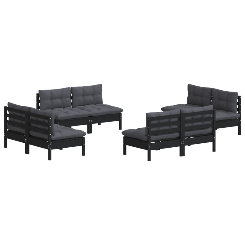 vidaXL 8 Piece Garden Lounge Set with Anthracite Cushions Pinewood