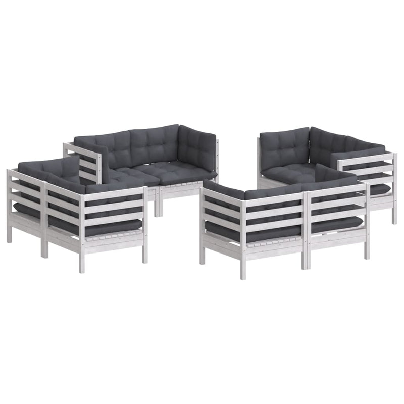 vidaXL 8 Piece Garden Lounge Set with Anthracite Cushions Pinewood