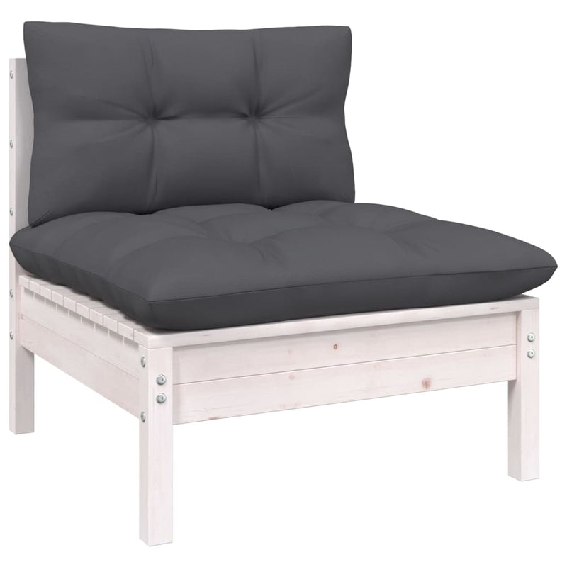 vidaXL 3-Seater Garden Sofa with Anthracite Cushions Solid Pinewood